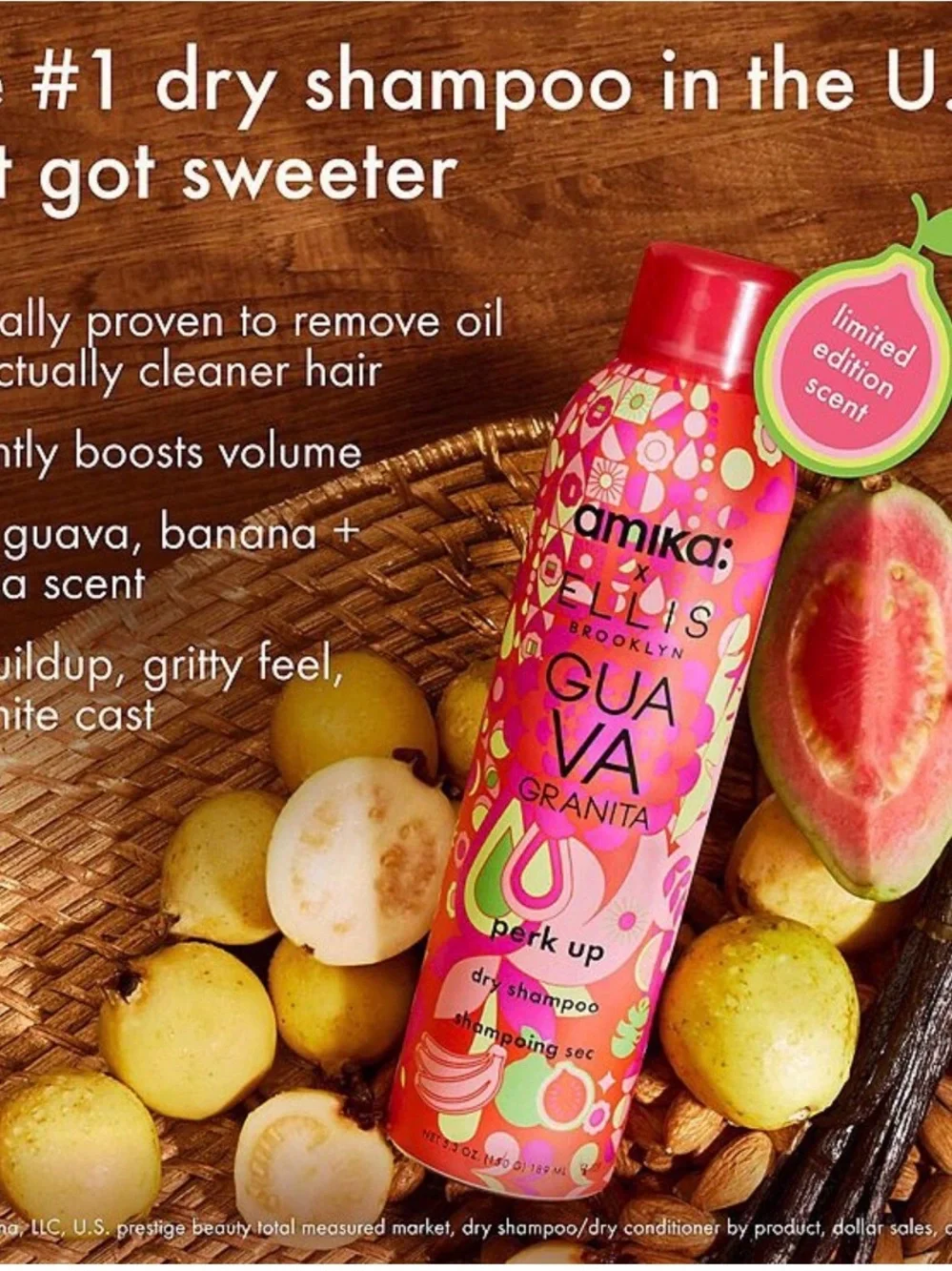 amika Guava Granita Perk Up Dry Shampoo - Pink and Green Accents